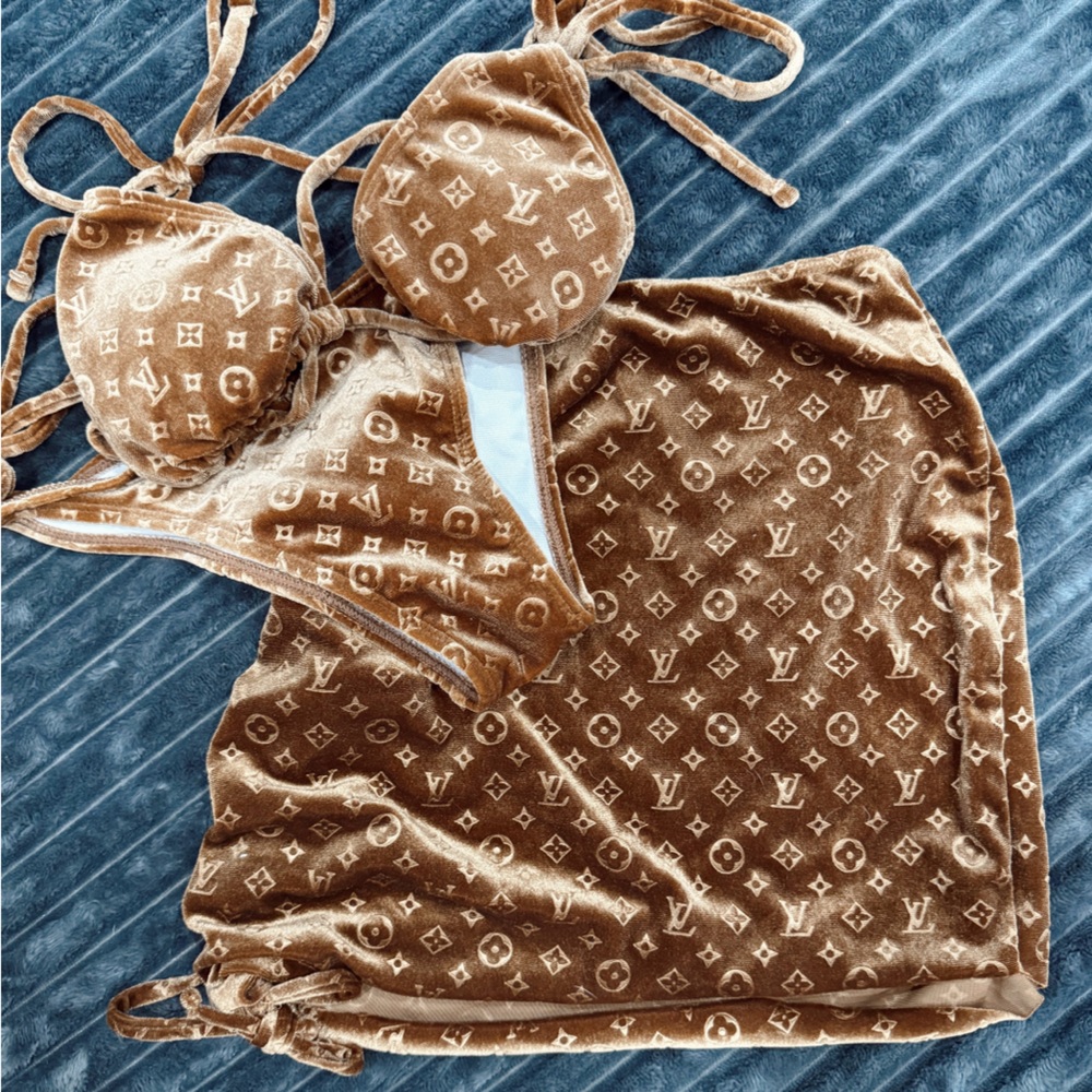 NEW Brown Monogram Bikini Set